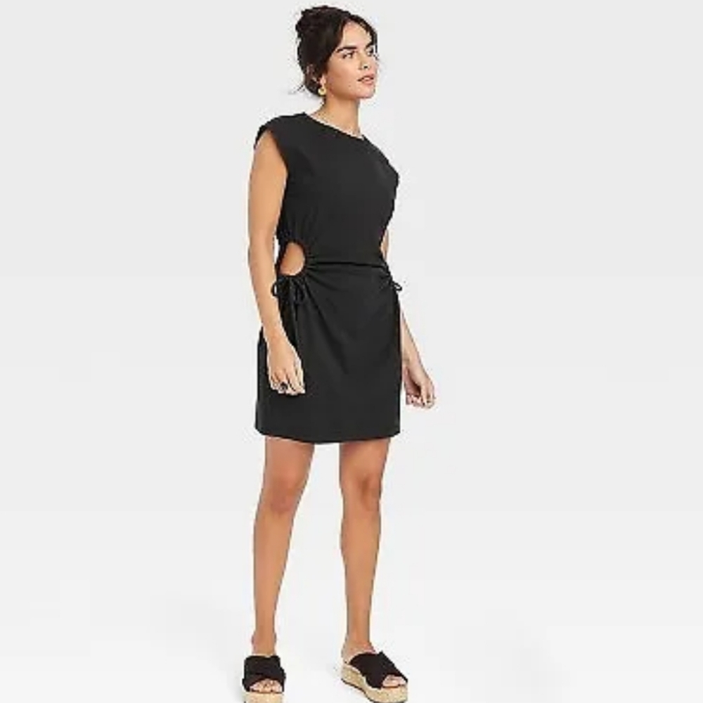 NWT Universal Thread Crew Neck Sleeveless Mini Skater Dress, L, Black
